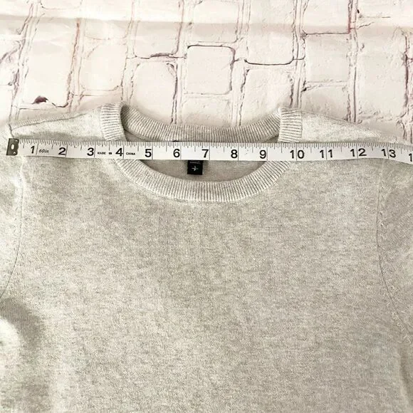 Express Gray Peplum Crew Neck Ruffle Hem Sweater S Office Wear Casual - Picture 4 of 9